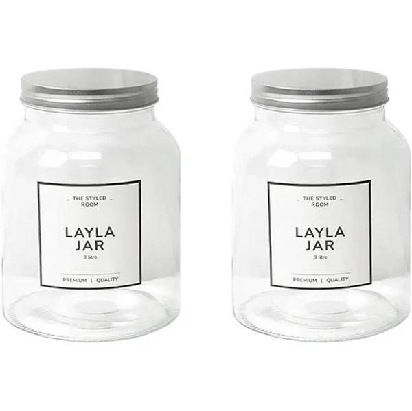 Glass Cookie Jars w/ Stainless Steel Lids 3Lt [6 Pack] Kitchen Storage Cannister Containers Pantry Food Storage Container Glass Storage Jars