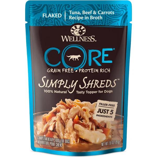 Wellness Core Simply Shreds Tuna & Beef Dog Food 12x79g