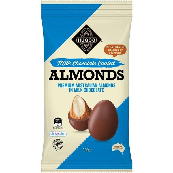 Hugos Milk Chocolate Coated Almonds 190g