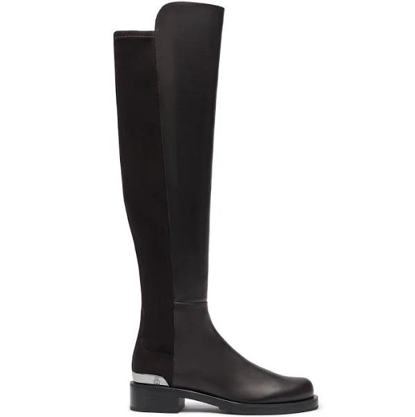 Stuart Weitzman 5050 Bold Logo Boot in Ebony, Size 9 US