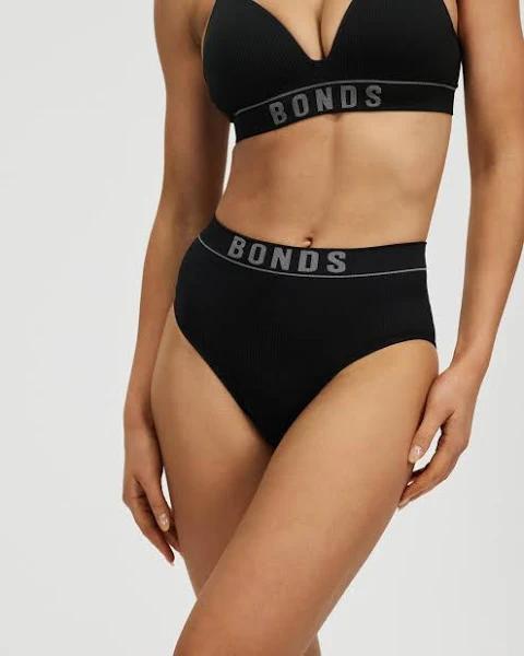 Bonds Retro Rib Hi Bikini Brief 10 / Black