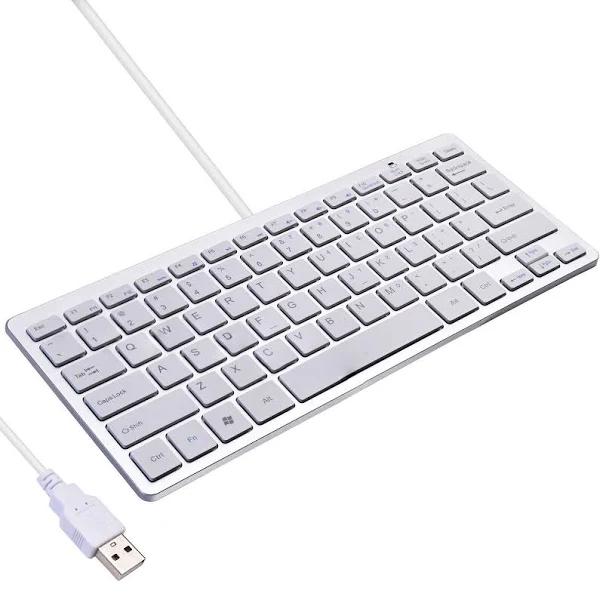 iKKEGOL USB Slim Mini Wired 78 Key Small Super Thin Compact Keyboard for Desktop Laptop PC Win 7 Mac (White)