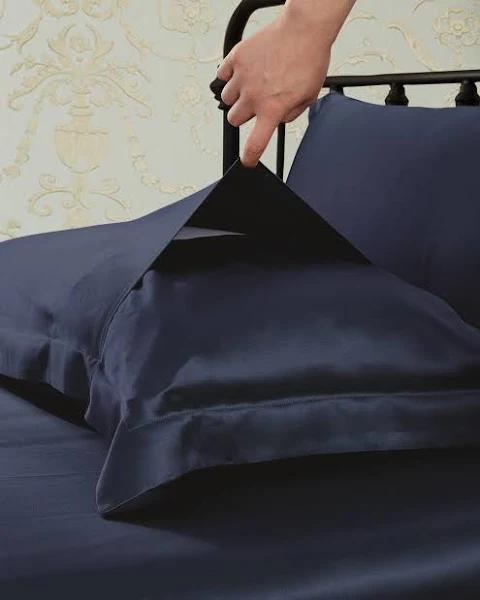 LILYSILK 25 Momme Charmeuse Silk Pillow Cases Navy Blue AU Quality Guaranteed For Better Sleep Square (65 x 65cm)