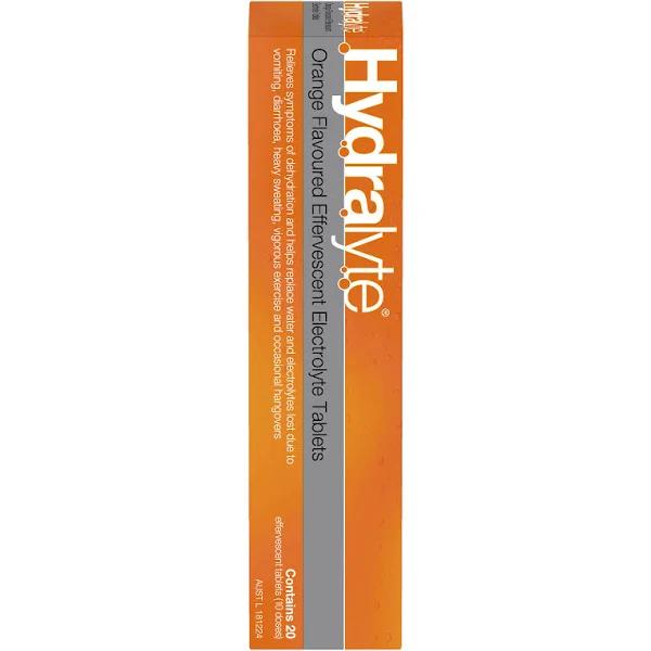 Hydralyte Electrolyte Effervescent Orange 20 Tablets