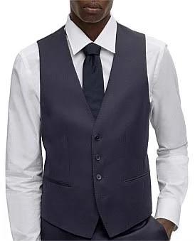 Boss Slim-Fit Waistcoat in Virgin-wool serge, Men, Size: 40R, Dark Blue