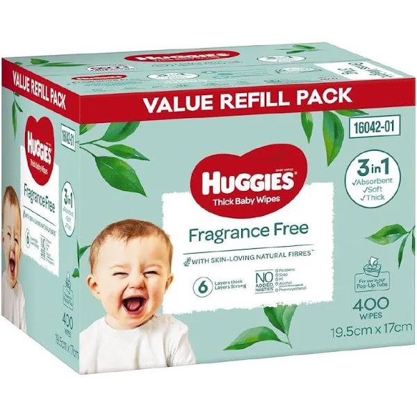 Huggies Baby Wipes Fragrance Free - 400 Pack