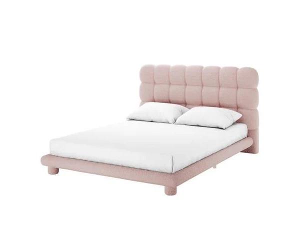 Aina Tufted Boucle Bed Frame - Pink - Queen