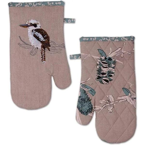 The Linen Press Organic Cotton Kookaburra & Banksia Single Mitt