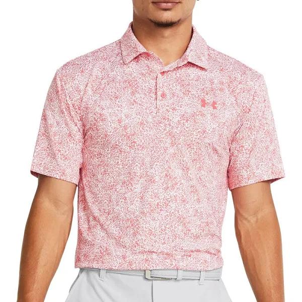 Under Armour Golf Playoff 3.0 Printed Short Sleeve Polo Pink L 1378677-811-LG