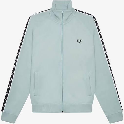 Fred Perry Contrast Taped Track Jacket - Silver Blue - J4621-670 Taped