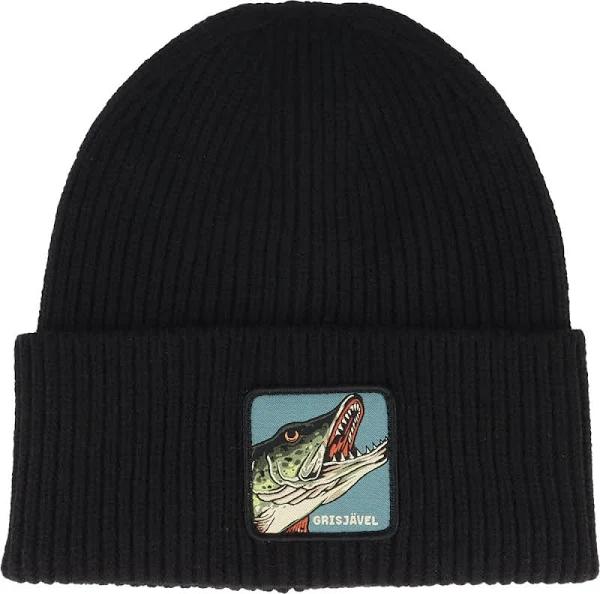 Skillfish - Black Cuff Beanie - Grisjävel Recycled Black Oversized Cuff @ Hatstore