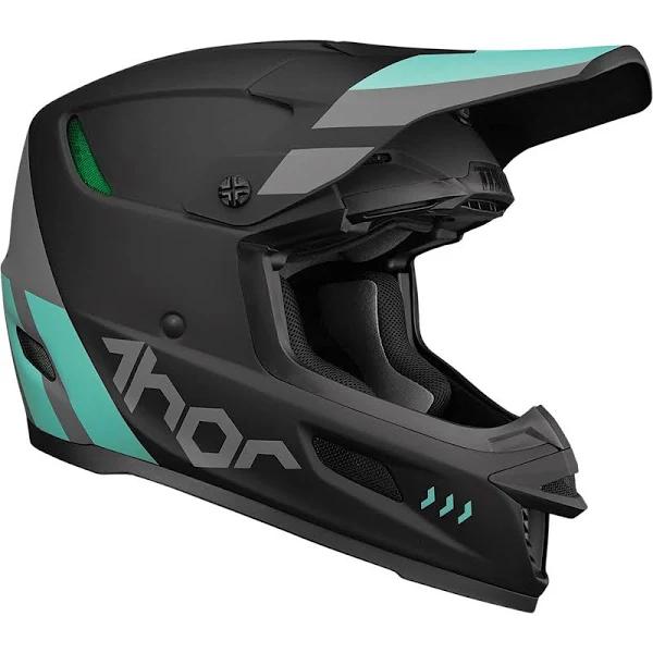 Thor Reflex Cube Helmet - Black/Grey/Teal - 2XL