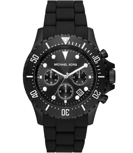 MK Oversized Everest Black-Tone and Silicone Watch - Black - Michael Kors