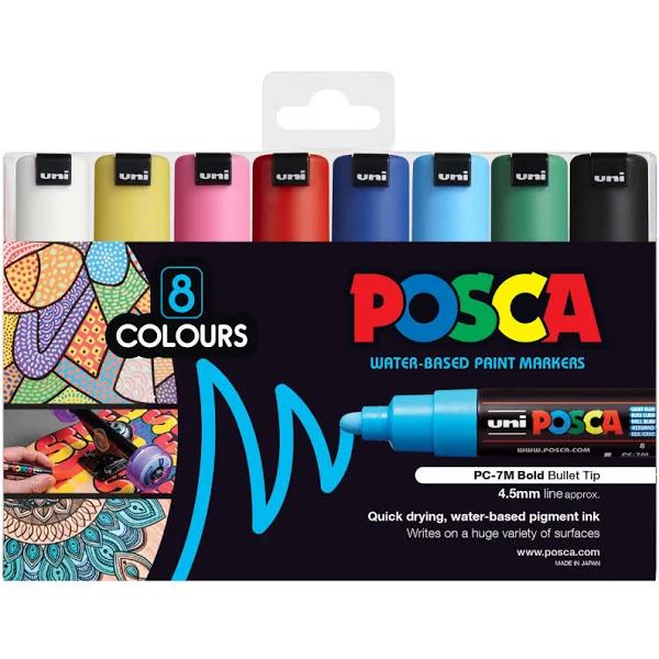 Posca PC-7M Paint Marking Pen - Assorted Colours - Set of 8