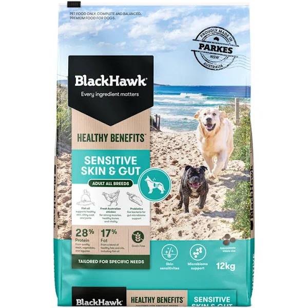 Black Hawk Dog Food Healthy Benefits Sensitive Skin and Gut 12kg