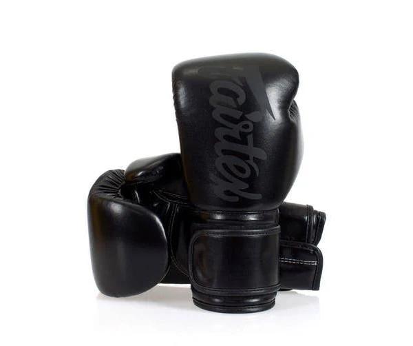 [8oz]New FAIRTEX-Solid Black Muay Thai Boxing Sparring Training Gloves