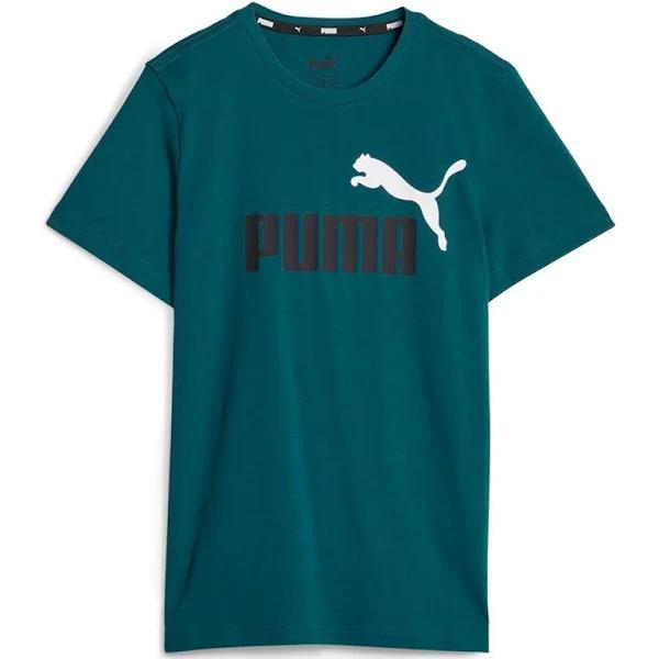 Puma Junior Kids Essential Plus 2 Logo Tee Green 6