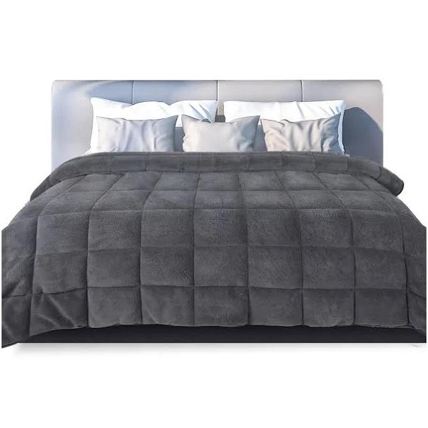 DreamZ Quilt Doona Comforter Blanket Velvet Winter Warm Super King Bedding Grey