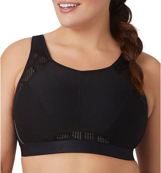 Glamorise No-Sweat Mesh Wire-Free Sports Bra - Black - 24DD Black