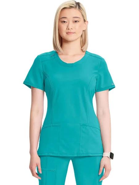 Cherokee Infinity Scrubs Round Neck Scrub Top - S - Teal