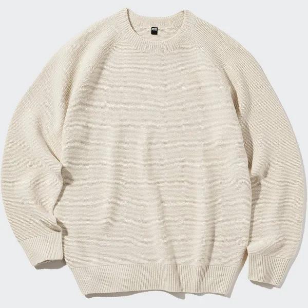 Uniqlo 3D Knit Long Sleeve Crew Neck Sweater - Natural Size S