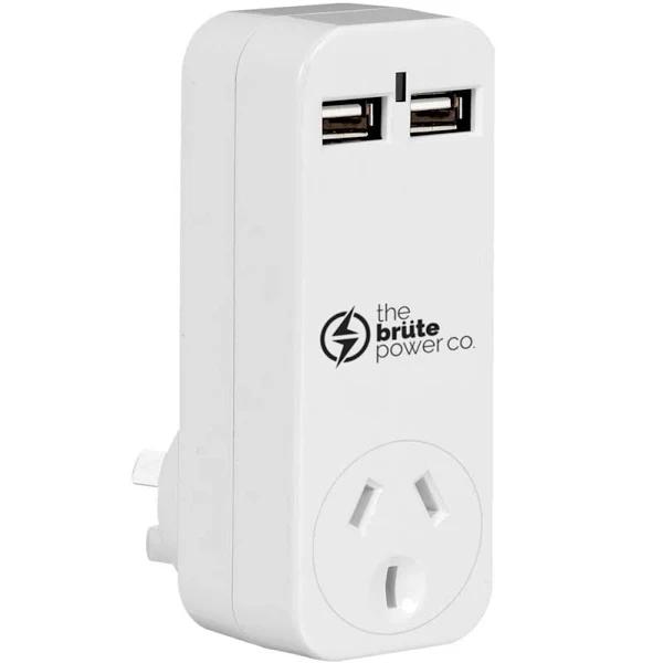 The Brute Power Co Adaptor 1 Outlet with 2 USB Ports