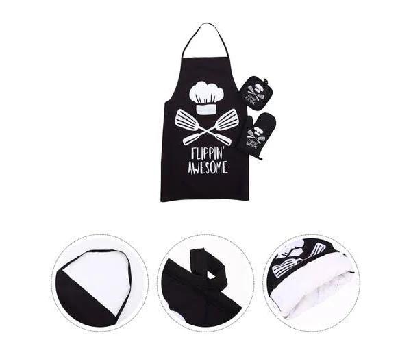 Baking Gloves Kitchen Hot Mitts Apron Suit Mens Grilling Aprons White Oven Man