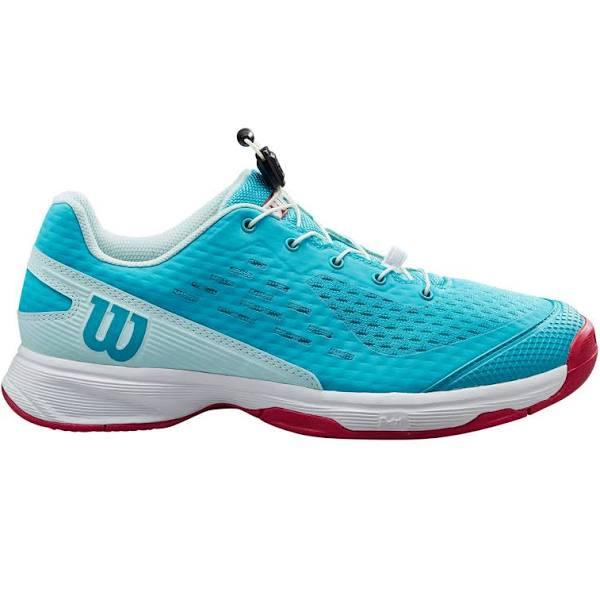 Wilson Rush Pro Jr 4.0 QL Tennis Shoes - Scuba Blue/ White/ Love Potion, 4