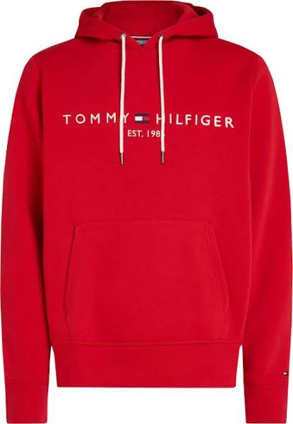 Tommy Hilfiger Primary Red Tommy Logo Hoodie Size M