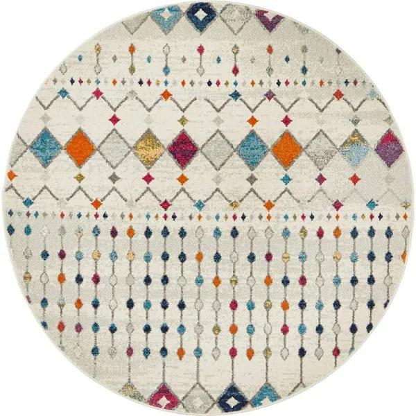 Mirage Peggy Tribal Morrocan Style Multi Round Rug - 150x150cm