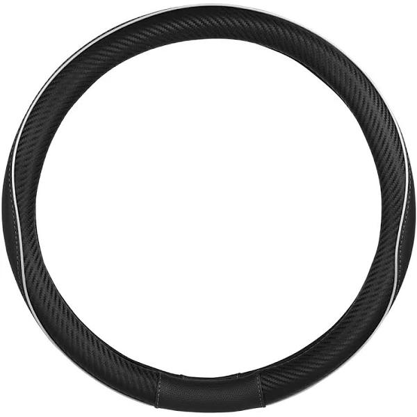 SCA Steering Wheel Cover Leather Look & Carbon Black 380mm Diameter