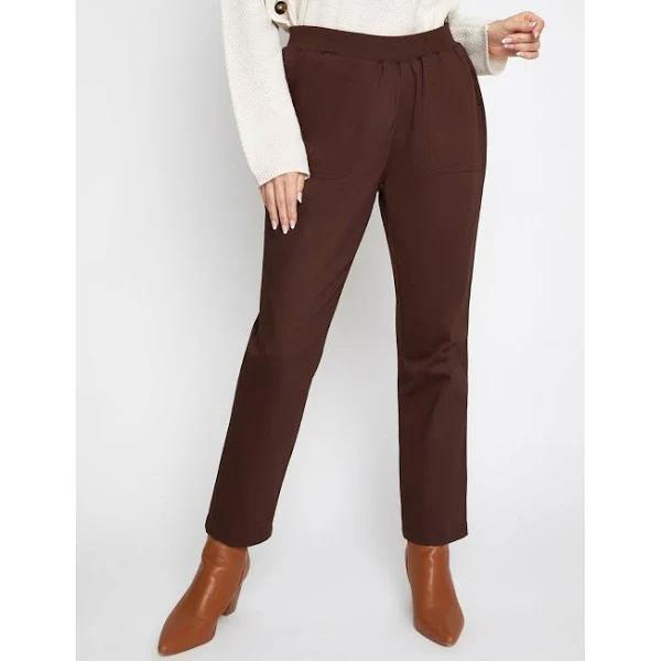 Millers Full Length Rib Waist Cotton Pant - Size 18 - Womens - Chocolate