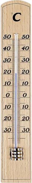 TFA Ross Beech Wood Analogue Thermometer, 21cm