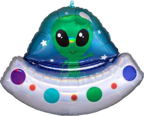 Holographic Alien Space Ship Iridescent SuperShape Foil Balloon