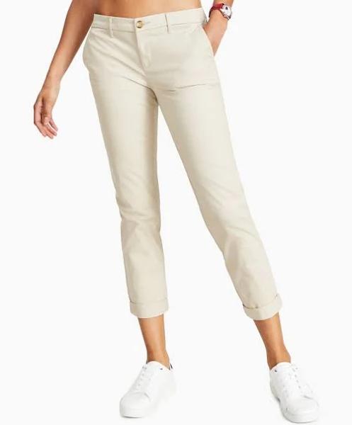 Tommy Hilfiger Women's Casual Pant Khaki Hampton Chino Straight-Leg Pants 10