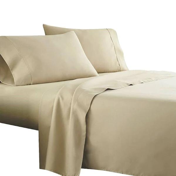 OliandOla Cream 1000TC 4pcs Single/KS/Double/Queen/King Bed Flat Fitted Sheet Set Pillowcase -Not-Available