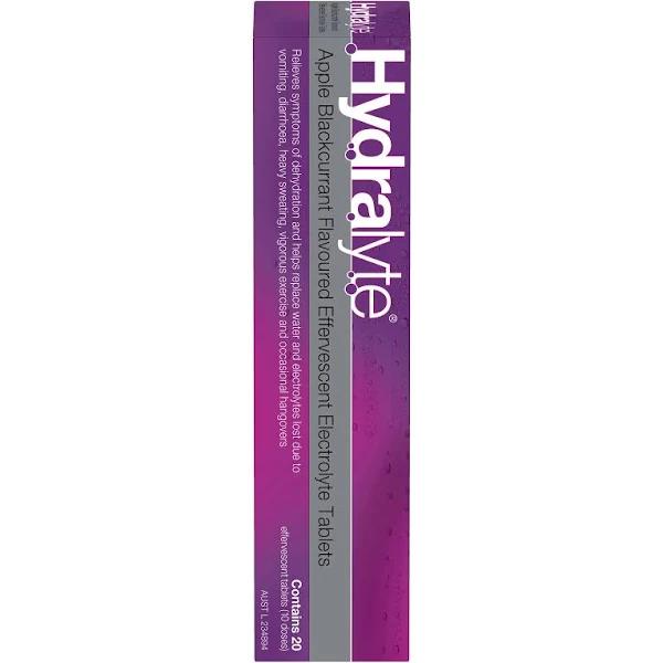 Hydralyte Apple Blackcurrant Effervescent Electrolyte 20 Tablets