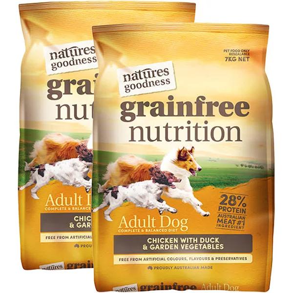 14kg Grain Free Chicken Duck and Garden Vegetables Natures Goodness Adult Dry Dog Food by Budget Pet Products