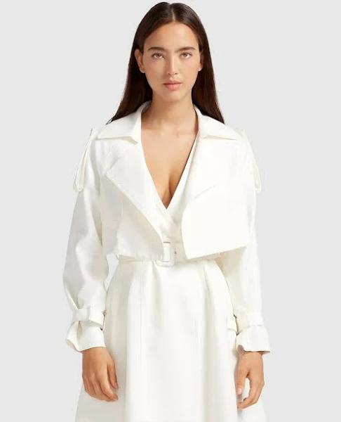 Belle & Bloom Manhattan Cropped Trench in White XS