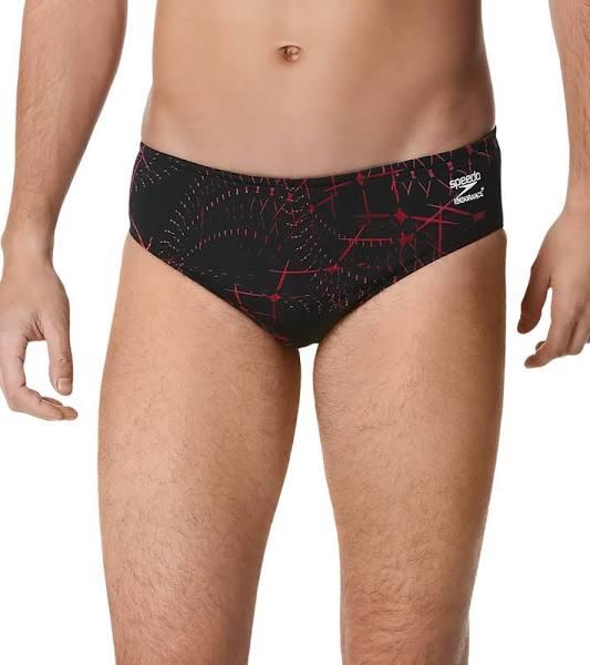 Speedo Men's Fusion Vibe Brief Swimsuit - Maroon 38 | Polyester/Pbt - Swimoutlet.com