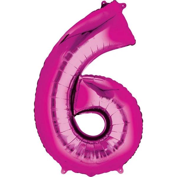 86cm Hot Pink 6 Number Foil Balloon