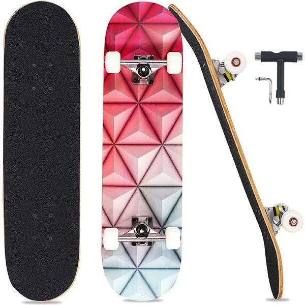 Pwigs Pro Complete Skateboards For Beginners Adults Youths Teens Girls Boys 31"x8" Skate Boards 7 Layers Deck Maple Wood Longboards