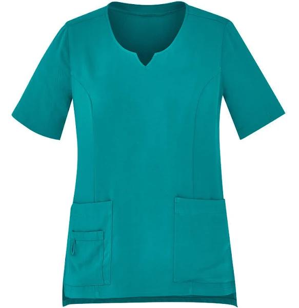 BizCare Womens Avery Tailored Fit Round Neck Scrub Top - CST942LS Teal / 5XL