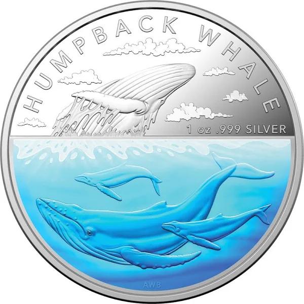 Royal Australian Mint 2023 1oz Silver Proof Coloured Coin – Australian Antarctic Territory – Humpback Whale