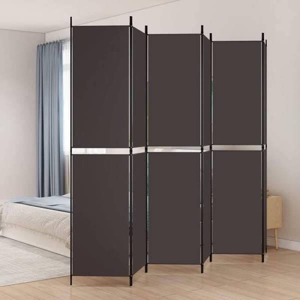 6-Panel Room Divider Brown 300x220 cm Fabric