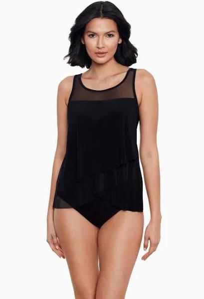 Miraclesuit Illusionists Mirage Tankini Top in Black, Size 20 AU