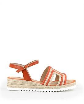 David Jones Edward Meller Mayan Geometric Weave Espadrille in Orange, Size 38 EU