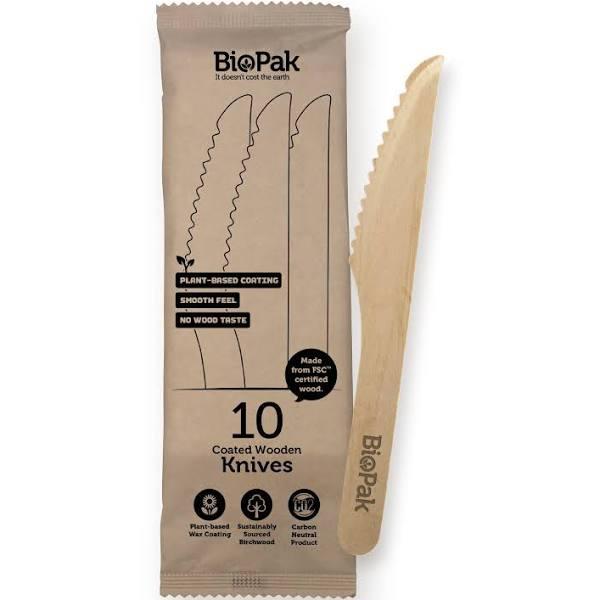 BioPak 16cm Wooden Knives 10 Pack