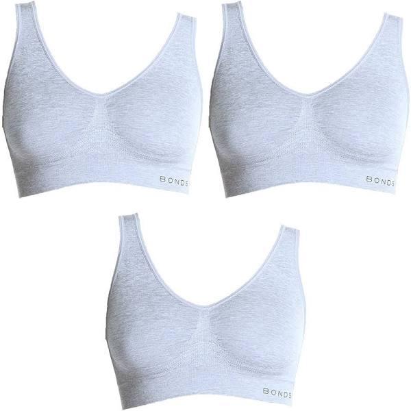 3 Pack Bonds Womens Seamless Wireless Wire Free Grey Comfy Crop Bra WVLHY Bulk XXXL