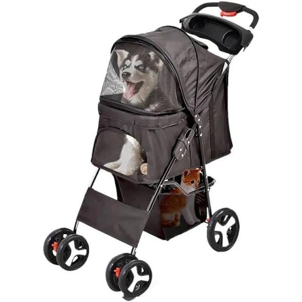 PaWz 4 Wheels Pet Stroller - Black